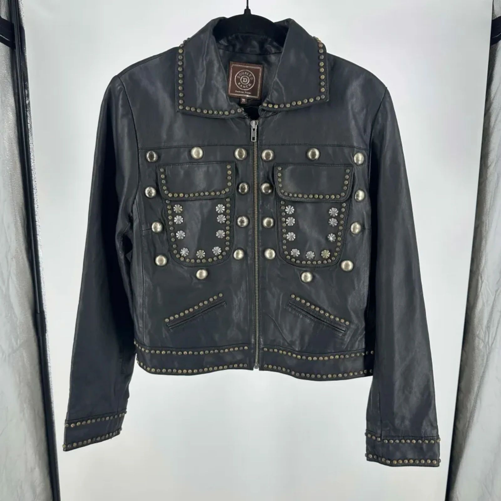 Double D Ranch Studded Lambskin Leather Jacket Size Medium